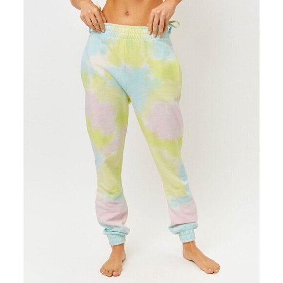 NWT Frankie’s Bikinis Aiden Pull On Rainbow Tie Dye Jogger Sweatpants New Medium - Picture 1 of 11